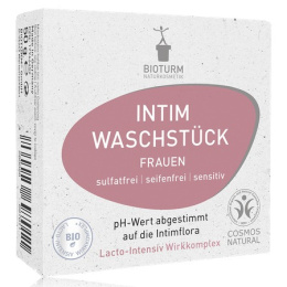 Kostka do higieny intymnej – delikatna pielęgnacja bez mydła i siarczanów, z bio-serwatką, kwasem mlekowym i bio-masłem shea.
