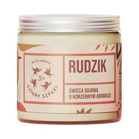 Naturalna świeca sojowa RUDZIK o korzennym aromacie. Otul się ciepłem przypraw i stwórz przytulny nastrój w swoim domu.